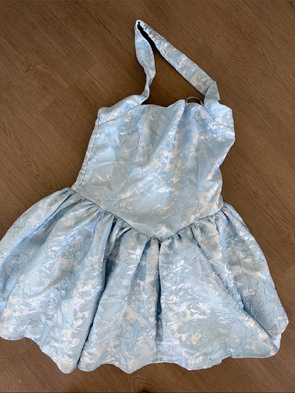 Runway The Label Classic Light Blue Floral Halter mini dress